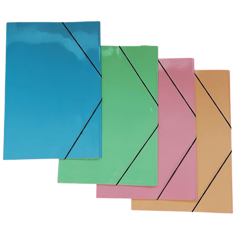 Carpetas oficio colores pasteles c/elast. paq.x12 surtidas