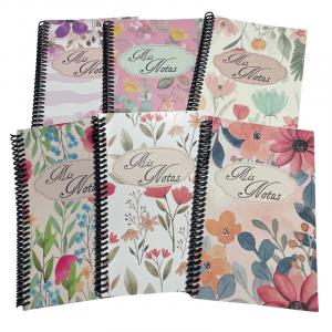 Cuaderno A5 tapa flex. 40 hojas rayadas paq.x6 surtidos