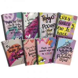 Cadernos A5 40 hojas rayadas  paq.x8 surtidos