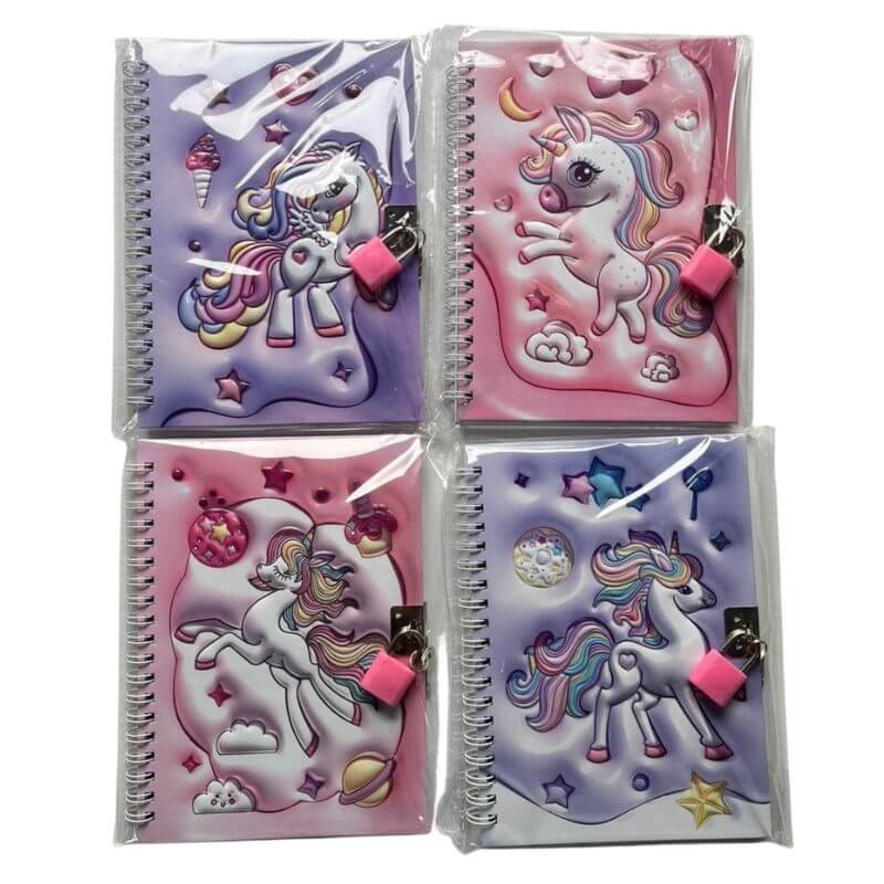 Diario Íntimo c/Candado Unicornio 2 Pack x4