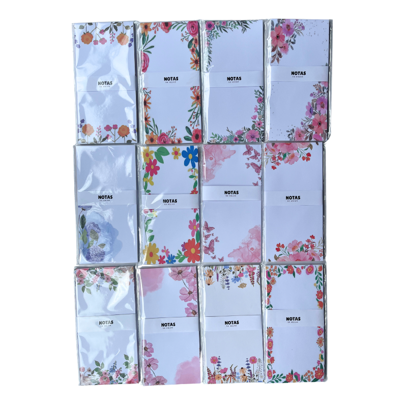 Notas Flores + Caja Cofre Pack x24